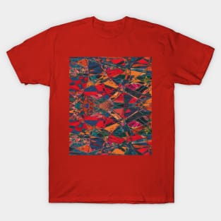 Coral Abstract Mosaic Grid T-Shirt